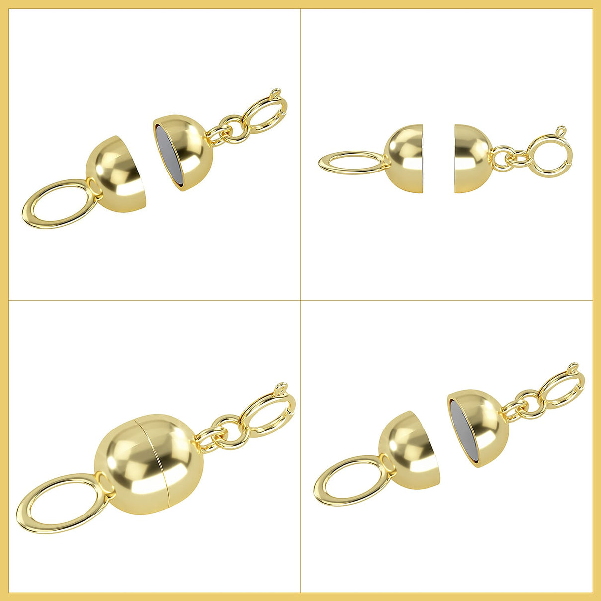 Set of 2 - Magnetic Lock Clasp in 9K Yellow Gold &amp; 9K White Gold 221268079 5