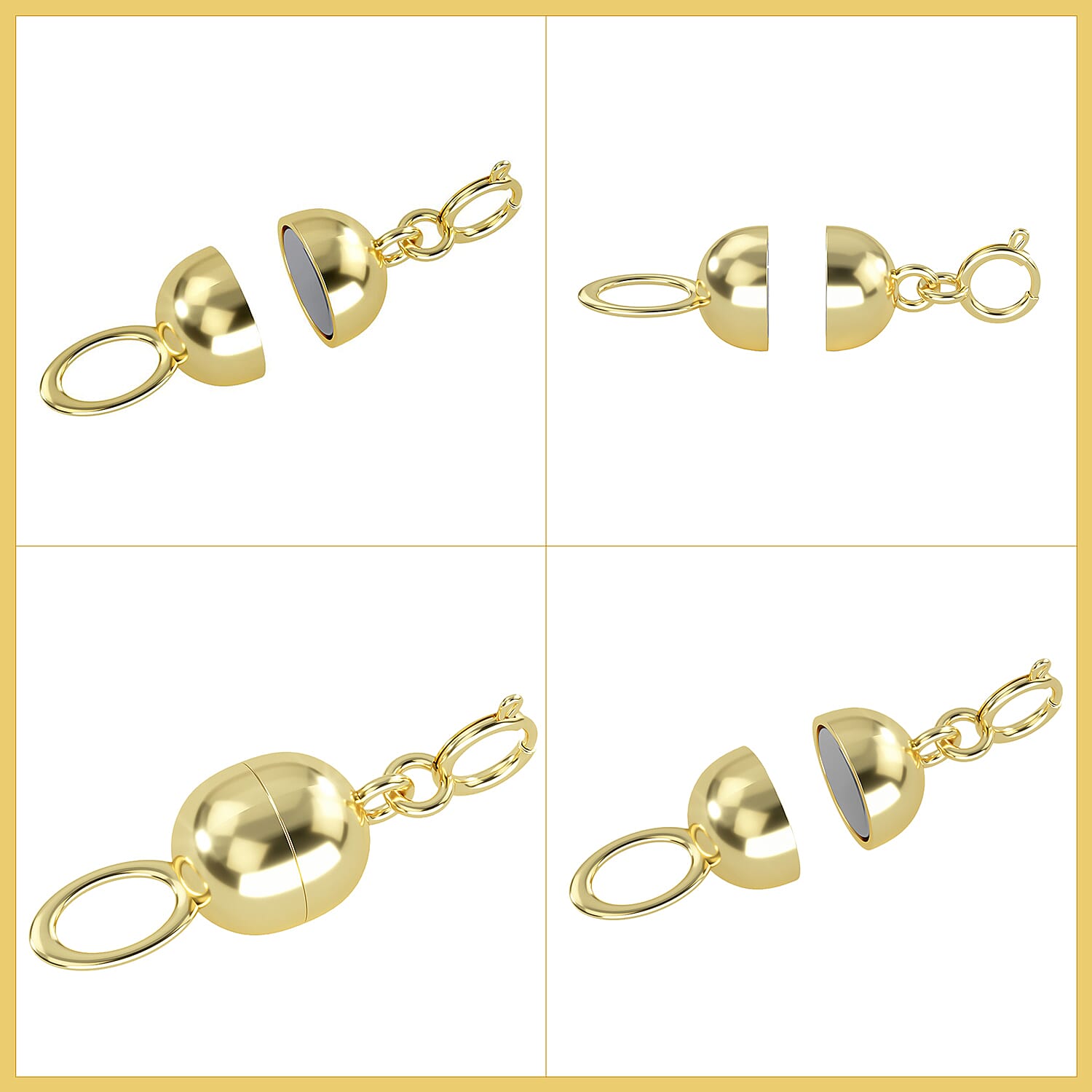 Set of 2 - Magnetic Lock Clasp in 9K Yellow Gold &amp; 9K White Gold 221268079 5