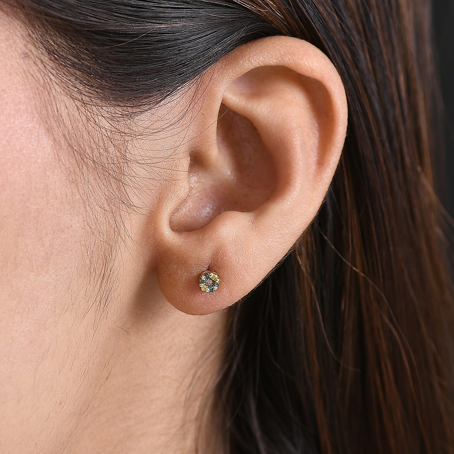 Set of 3 D'Joy Natural Diamond Cluster Earrings with Push Back in Sterling Silver (Champagne, Green &amp; Multi-Colour Diamonds) 221309611 3