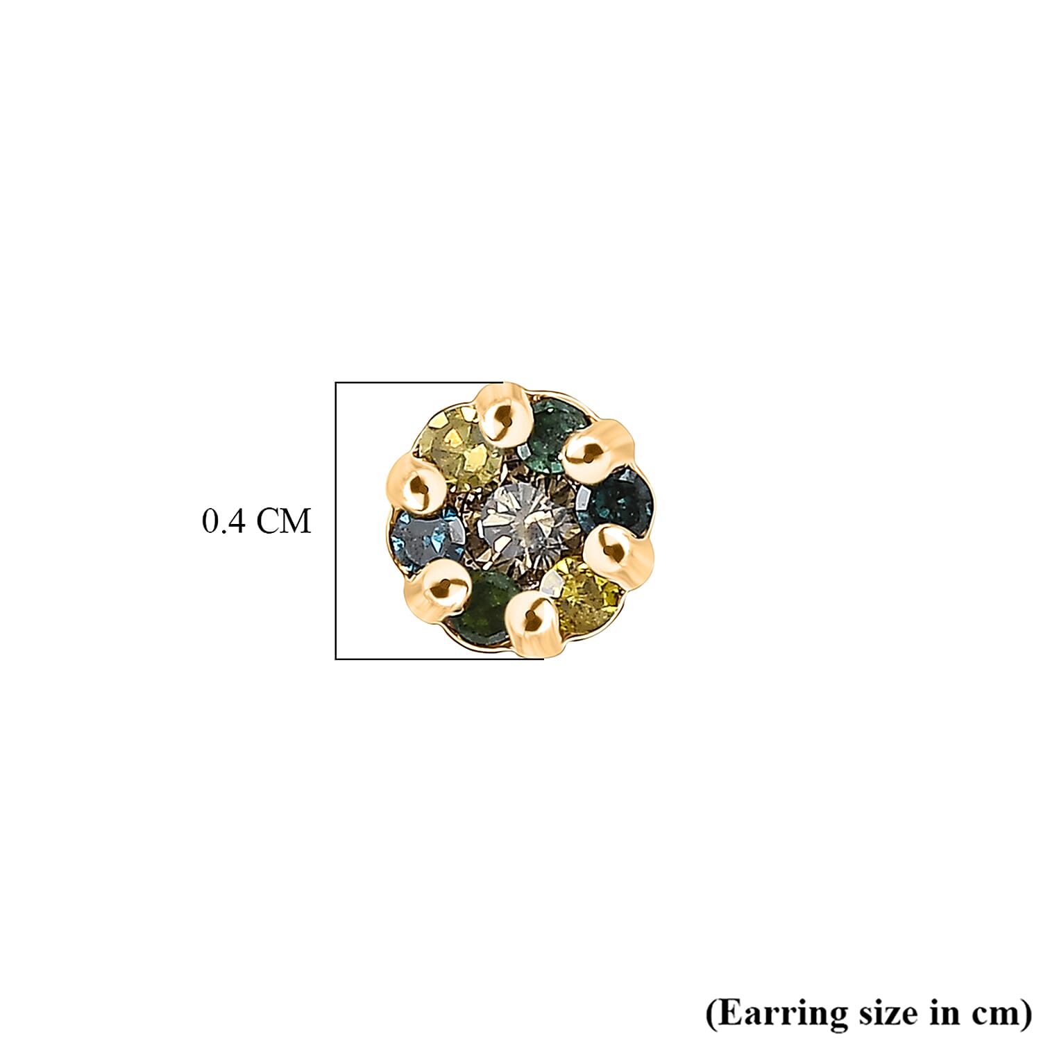 Set of 3 D'Joy Natural Diamond Cluster Earrings with Push Back in Sterling Silver (Champagne, Green &amp; Multi-Colour Diamonds) 221309611 4