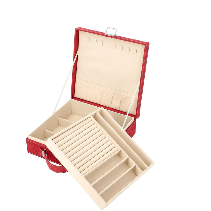 2-Tier Anti-Tarnish Protective Layer Jewellery Box Organizer (26cm) - Red 2651046 1