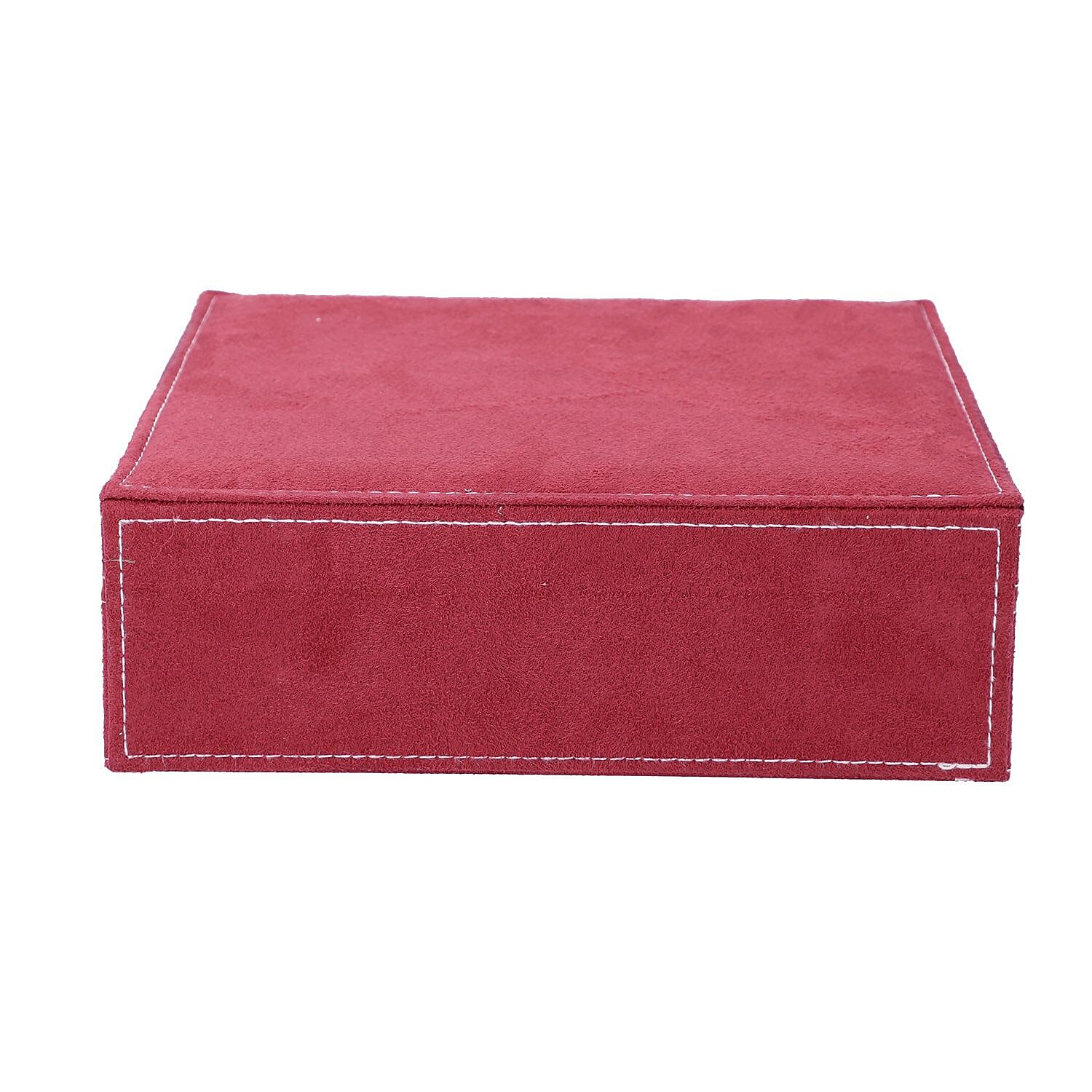 2-Tier Anti-Tarnish Protective Layer Jewellery Box Organizer (26cm) - Red 2651046 4