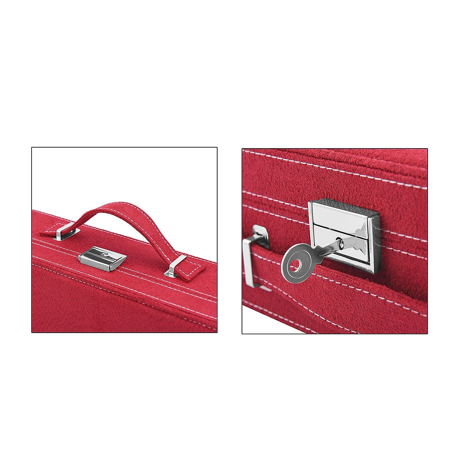2-Tier Anti-Tarnish Protective Layer Jewellery Box Organizer (26cm) - Red 2651046 10