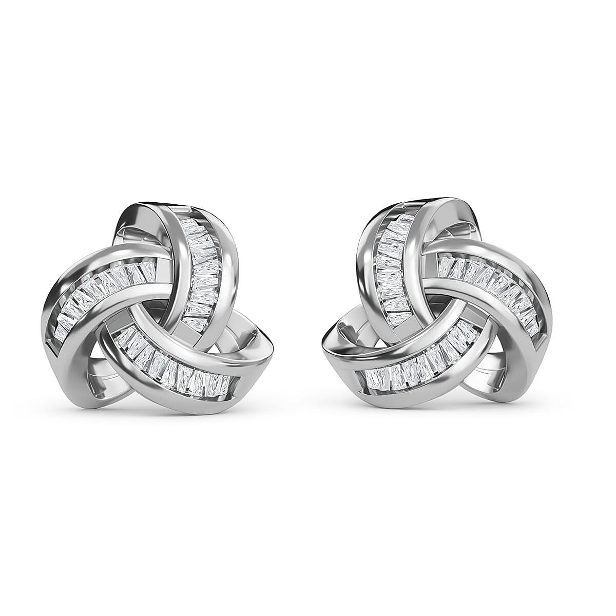 Natural Diamond Knot Stud Earrings for Women in Sterling Silver with Platinum Plating 2674473 0