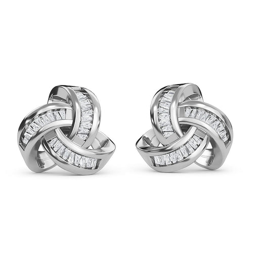 Diamond Knot Stud Earrings for Women in Sterling Silver with 18K Vermeil Yellow Gold
