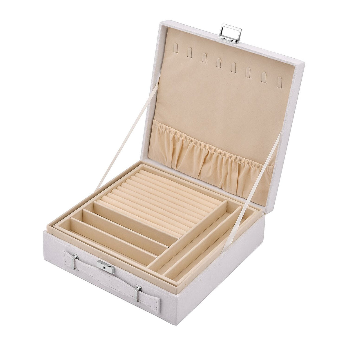 2-Tier Anti-Tarnish Protective Layer Jewellery Box Organizer (26cm) - White V32602764 5