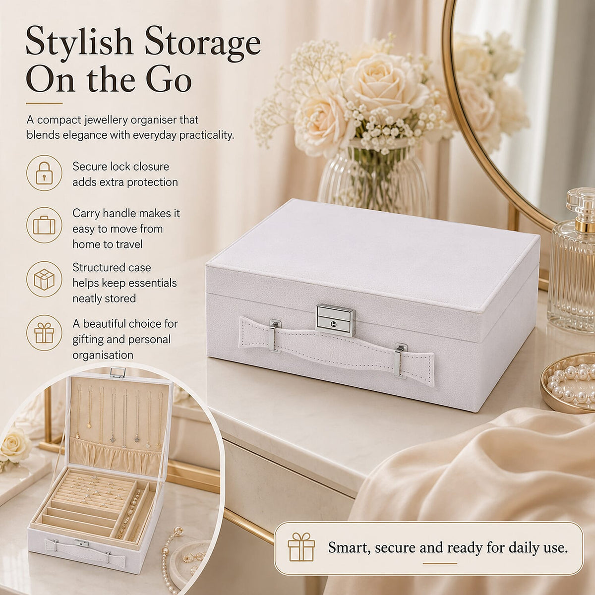 2-Tier Anti-Tarnish Protective Layer Jewellery Box Organizer (26cm) - White V32602764 7
