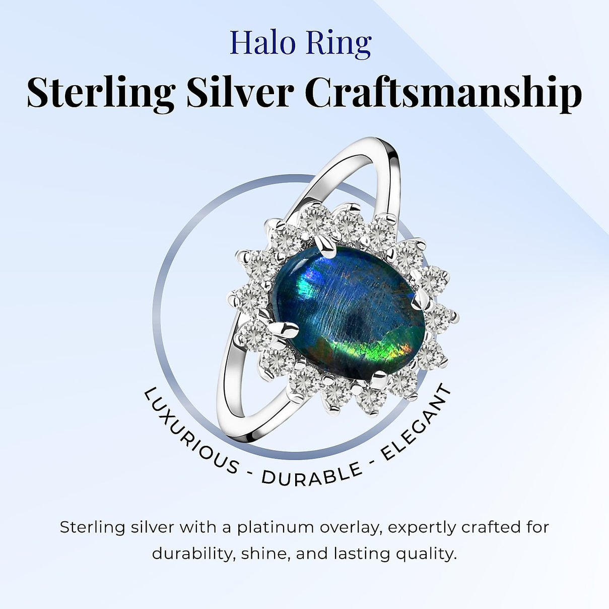 Rare AAA Australian Boulder Opal with Cambodian Zircon Princess Diana Inspired Halo Ring in Sterling Silver 2.56 Ct. 2972655 5