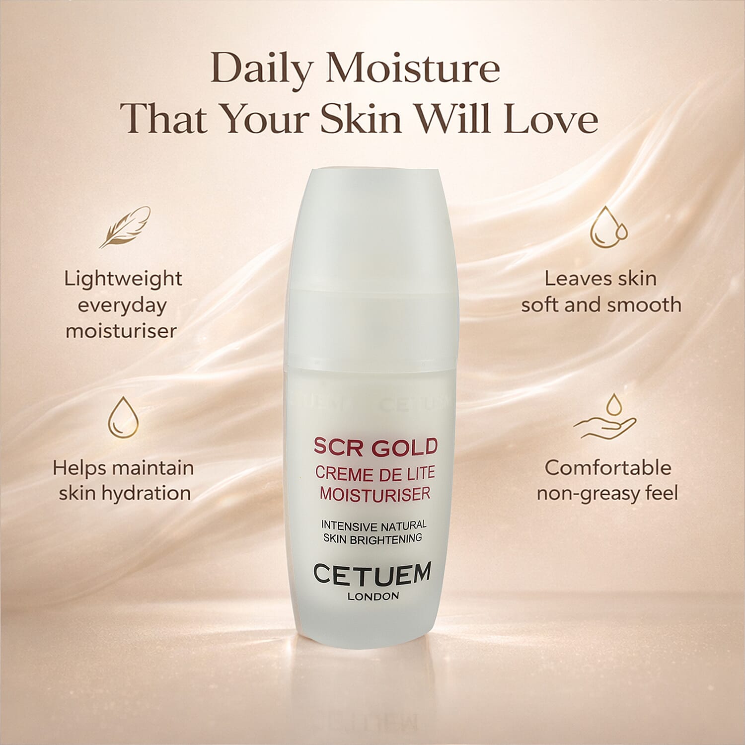 Cetuem Creme De Lite Moisturise with Skin Lightening Complex, Ceramide Oil and vitamins C and E for Youthful, Glowing Skin 2984483 3