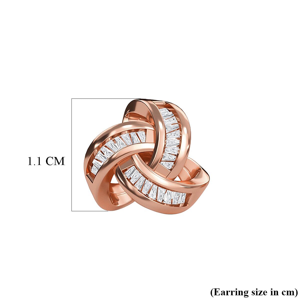Natural Diamond Triple Knot Stud Earrings in 18K Vermeil Rose Gold Over Sterling Silver with Push Back 2997407 8