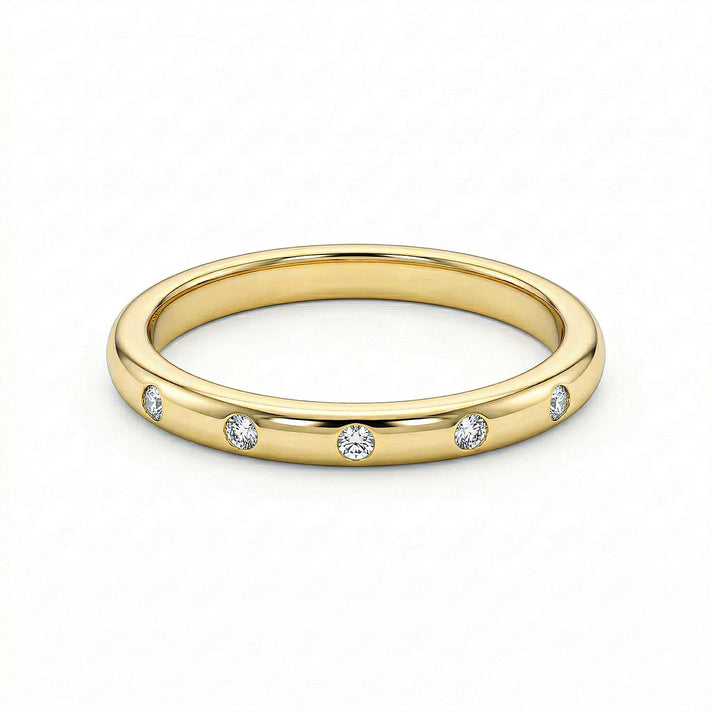 Diamond Button Wedding Band Ring in Sterling Silver with 18K Vermeil Yellow Gold 3146104 1