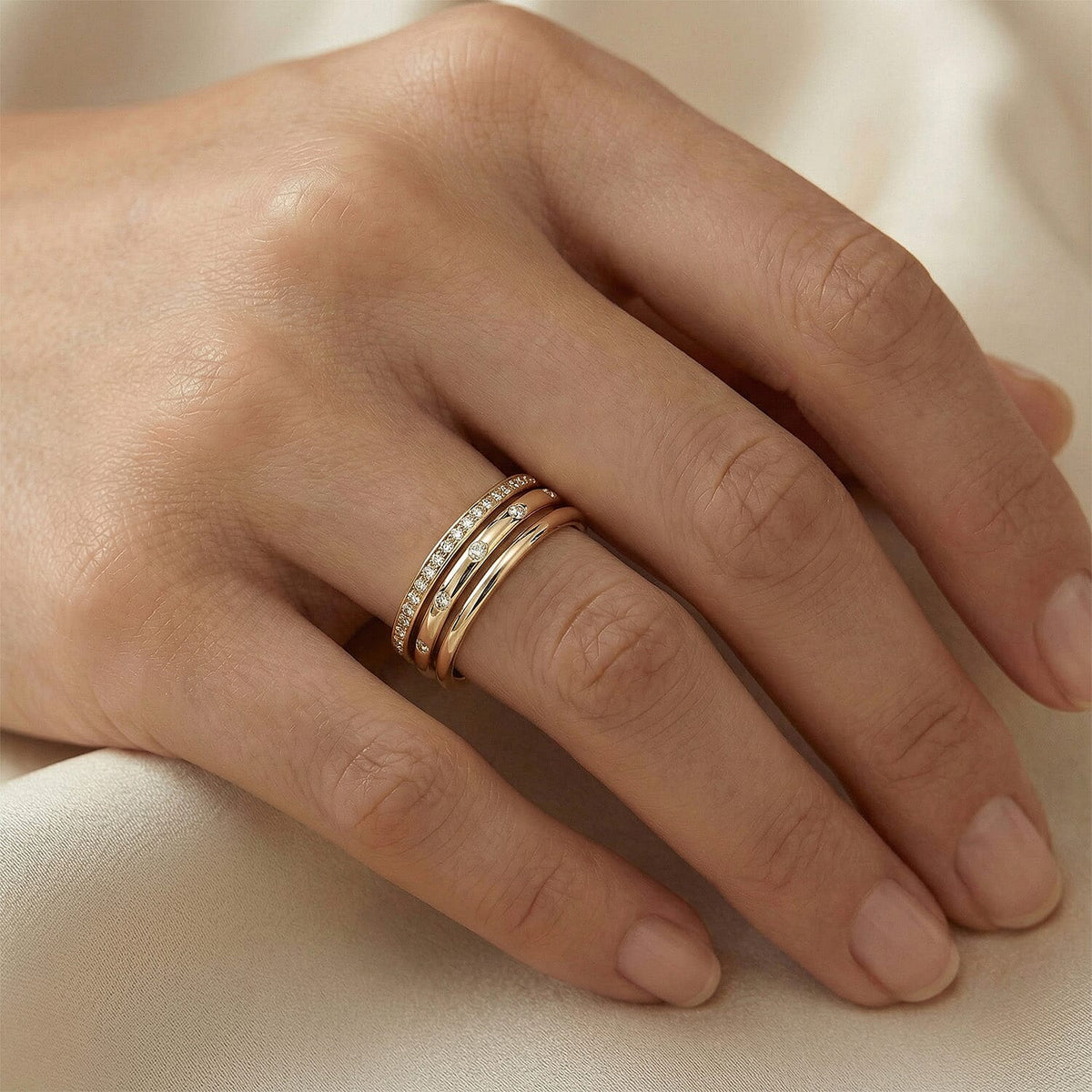 Diamond Button Wedding Band Ring in Sterling Silver with 18K Vermeil Yellow Gold 3146104 3