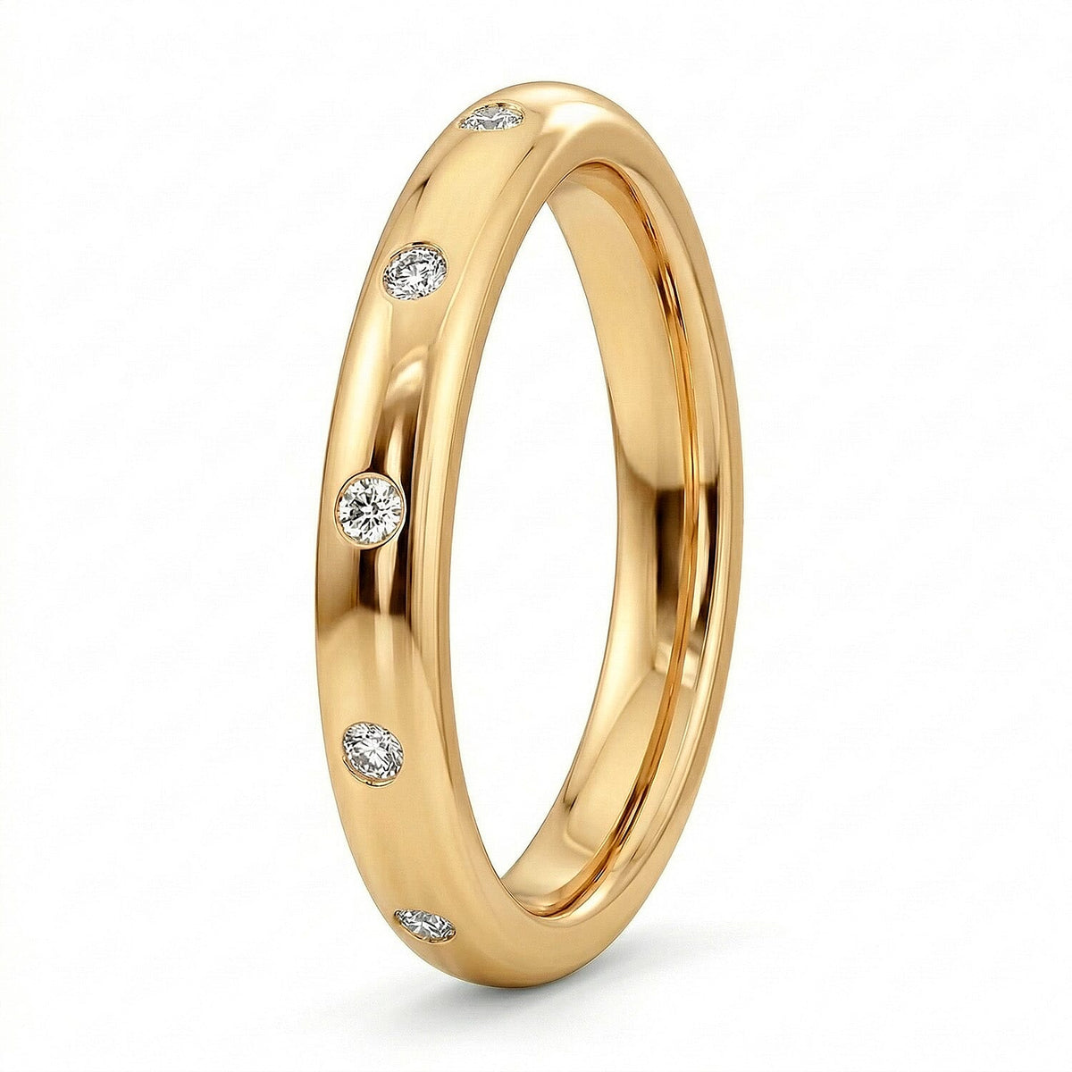 Diamond Button Wedding Band Ring in Sterling Silver with 18K Vermeil Yellow Gold 3146104 4