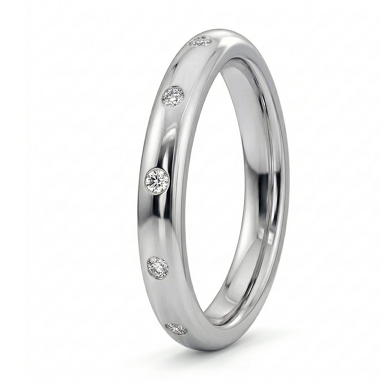 Diamond Stackable Band Ring in Platinum Overlay Sterling Silver 3146105 4