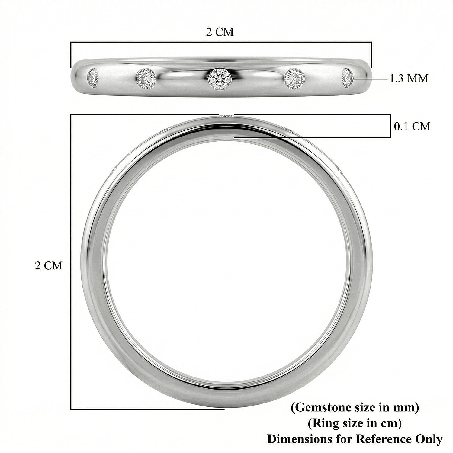Diamond Stackable Band Ring in Platinum Overlay Sterling Silver 3146105 7
