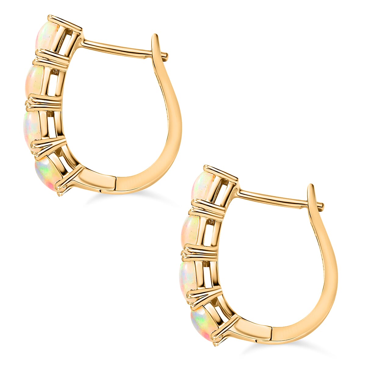 1.35 Ct Ethiopian Welo Opal October Birthstone Hoop Earrings in Gold Plated Sterling Silver 3158127 7