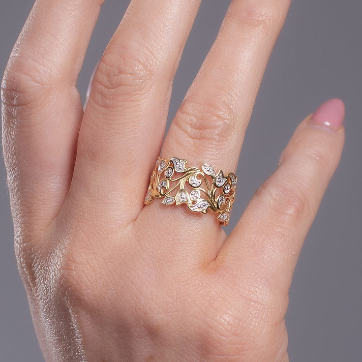 Diamond Leaf Ring in 18K Vermeil Yellow Gold Plated Sterling Silver 3304304 2