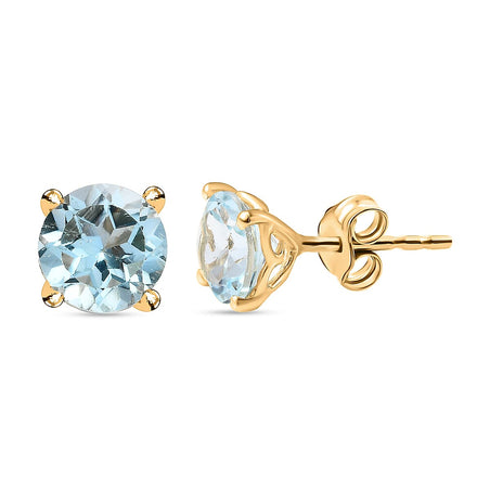 3 Carat Sky Blue Topaz Solitaire Stud Earrings in 14K Gold Plated Sterling Silver 3339623 1