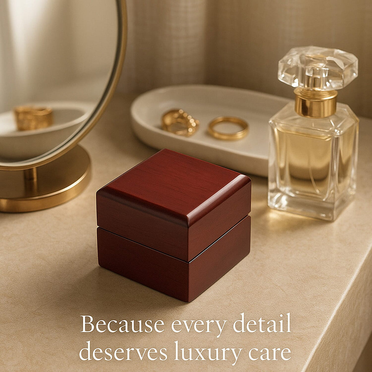 Velvet Lining Wooden Ring Box - (Size 6x6x5 cm) V32626549 4