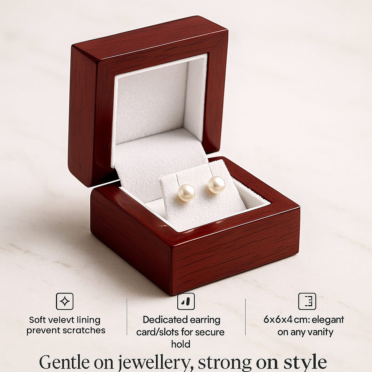 Jewellery Gifting - Wooden Earring Box with Velvet - (Size - 6x6x4 cm) V32521740 2