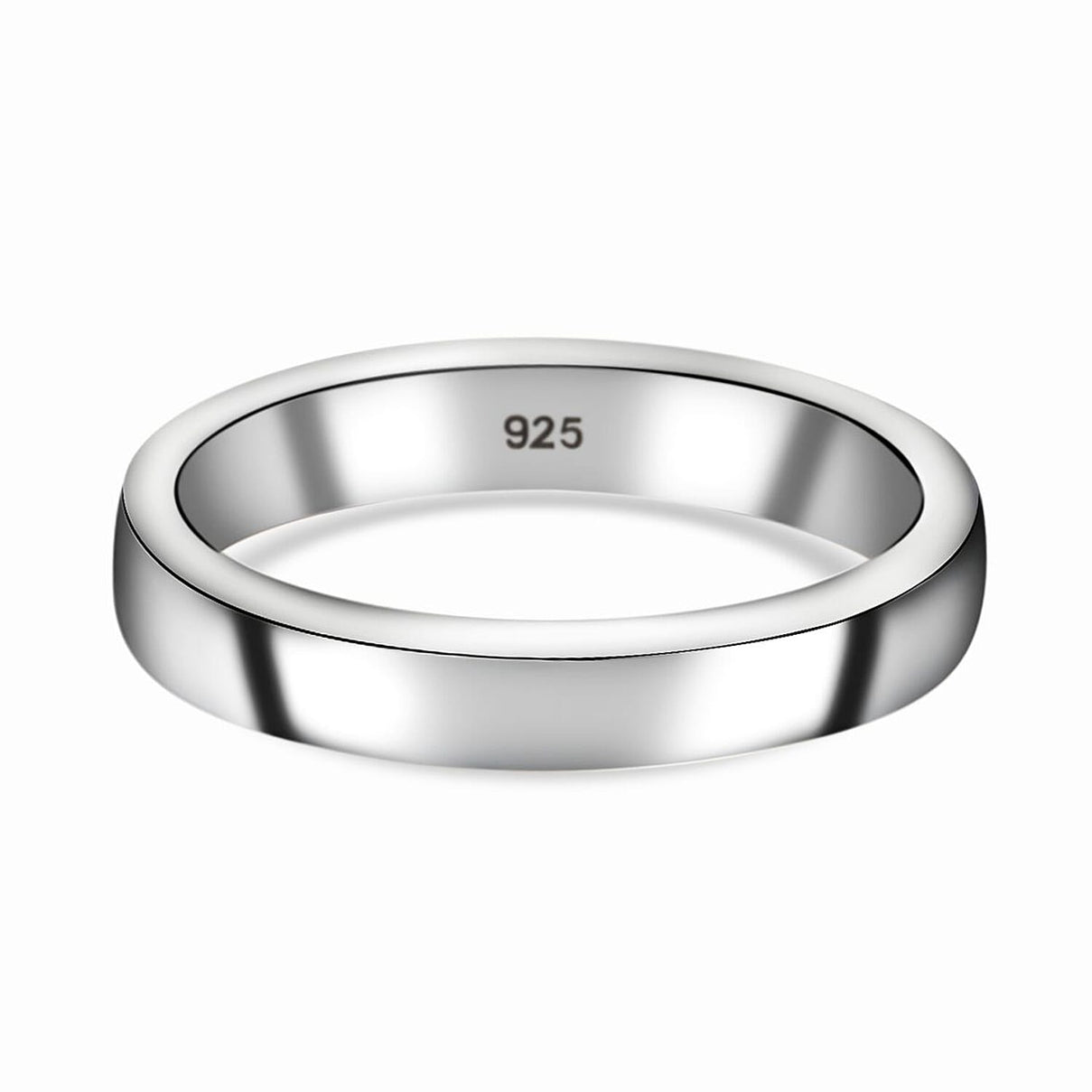 4mm Plain Wedding Band Ring in Sterling Silver with Platinum Plating 3458207 0