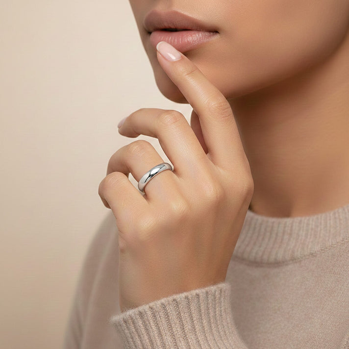 4mm Plain Wedding Band Ring in Sterling Silver with Platinum Plating 3458207 2