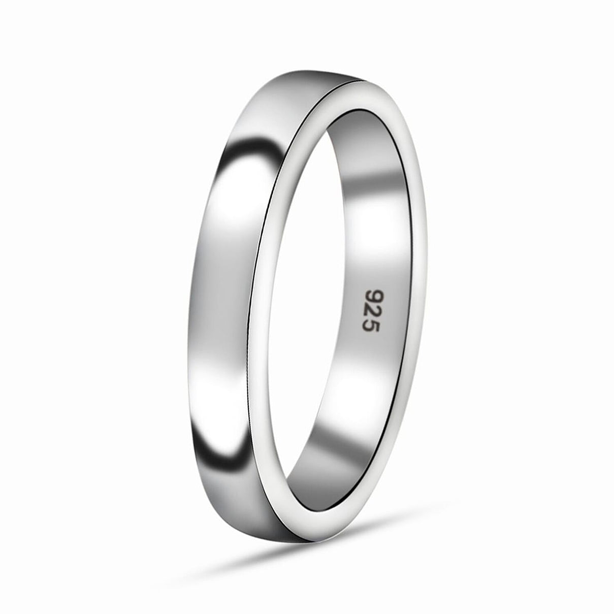 4mm Plain Wedding Band Ring in Sterling Silver with Platinum Plating 3458207 6