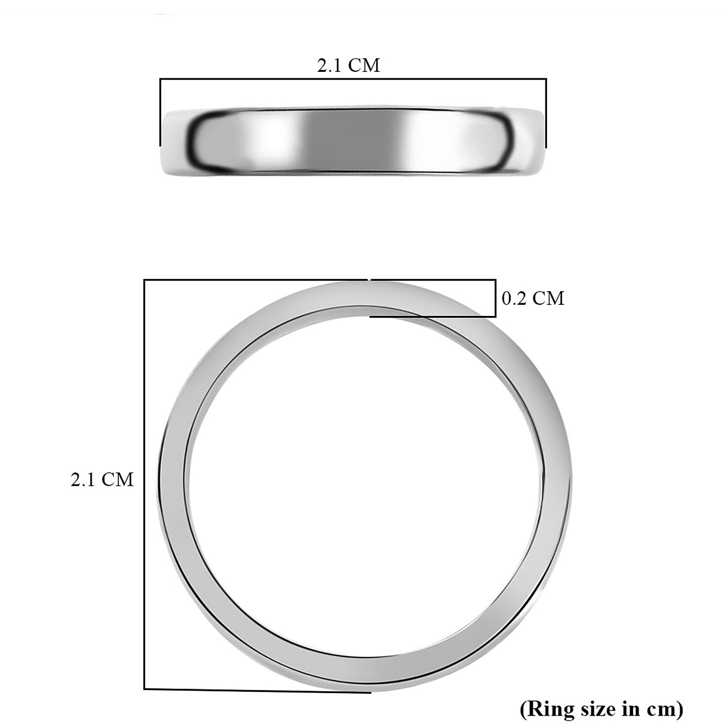 4mm Plain Wedding Band Ring in Sterling Silver with Platinum Plating 3458207 7
