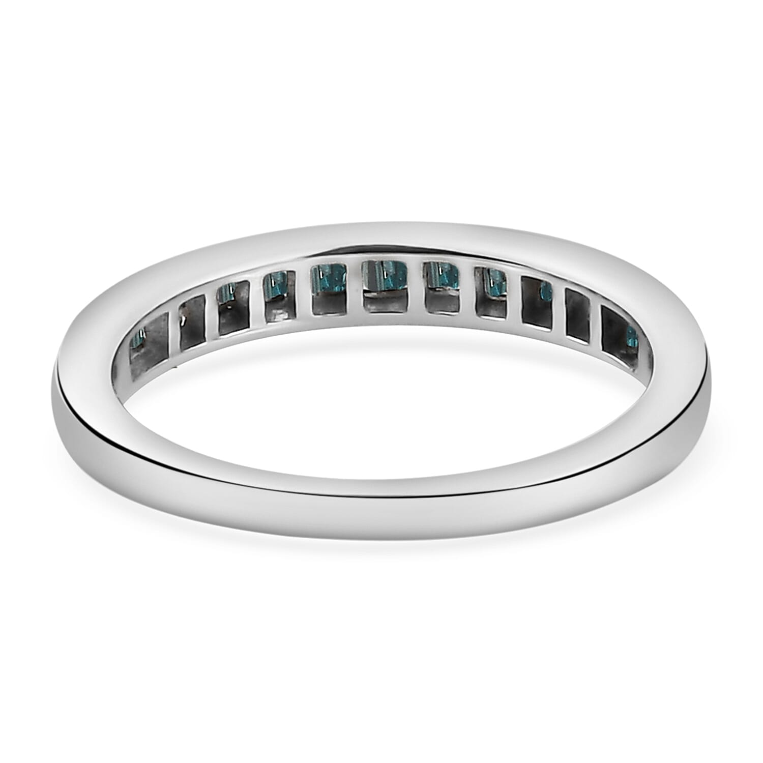 0.50 Ct Blue Diamond Half Eternity Band Ring in Platinum Plated Sterling Silver 3490293 6