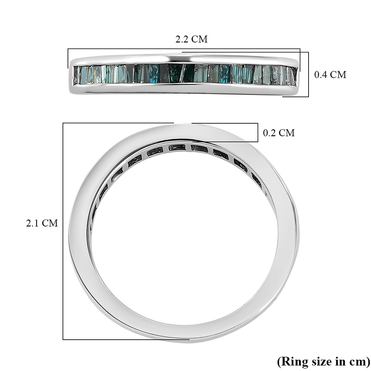 0.50 Ct Blue Diamond Half Eternity Band Ring in Platinum Plated Sterling Silver 3490293 8
