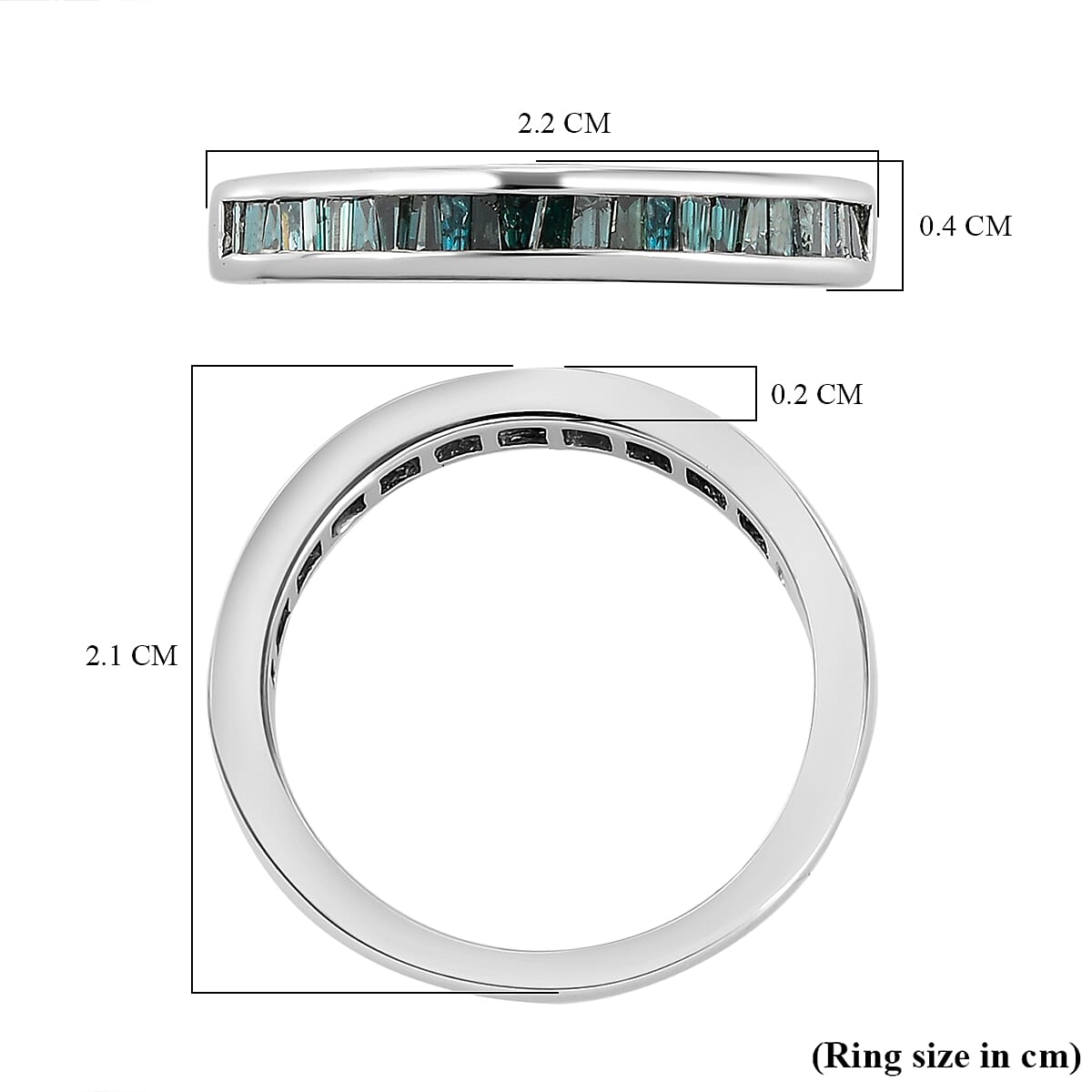 0.50 Ct Blue Diamond Half Eternity Band Ring in Platinum Plated Sterling Silver V32513889 6