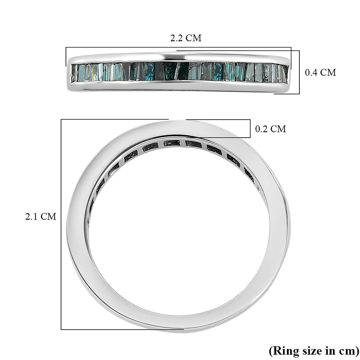 0.50 Ct Blue Diamond Half Eternity Band Ring in Platinum Plated Sterling Silver V32513889 8