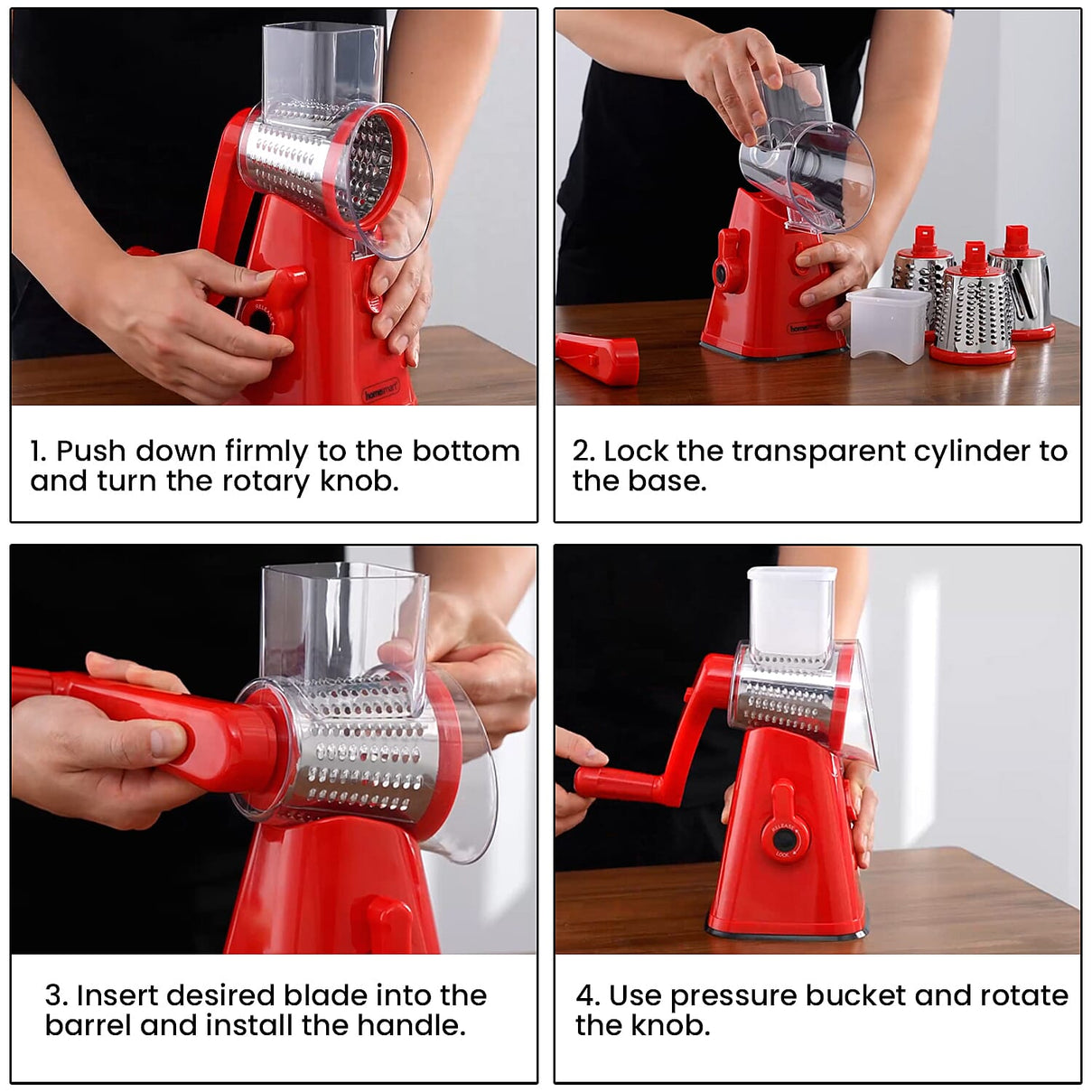 Rotary Cheese Grater Vegetable &amp; Fruit Slicer 3-in-1 with Slicing Shredding and Grating Blades - White V32491127 5