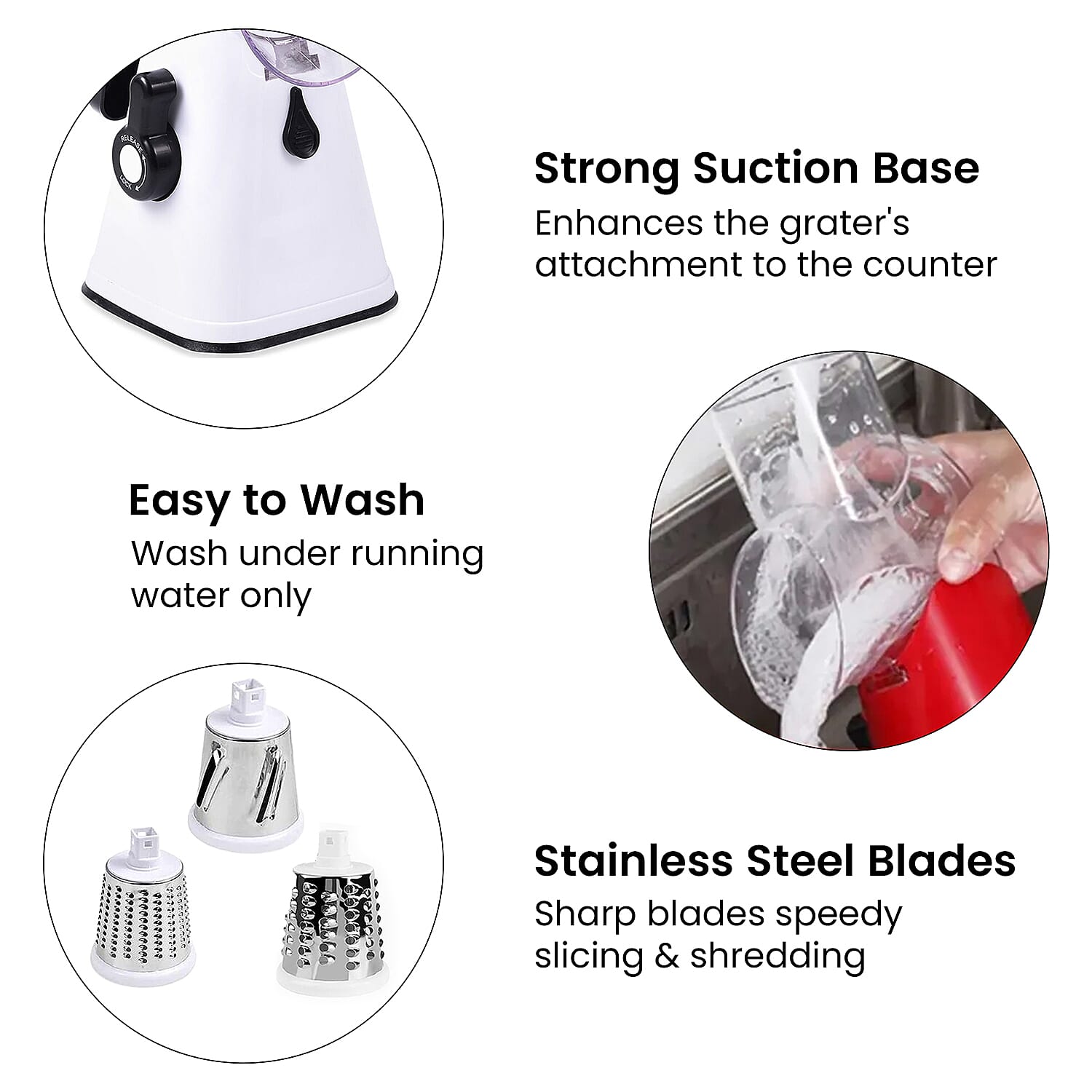 Rotary Cheese Grater Vegetable &amp; Fruit Slicer 3-in-1 with Slicing Shredding and Grating Blades - White V32491127 6