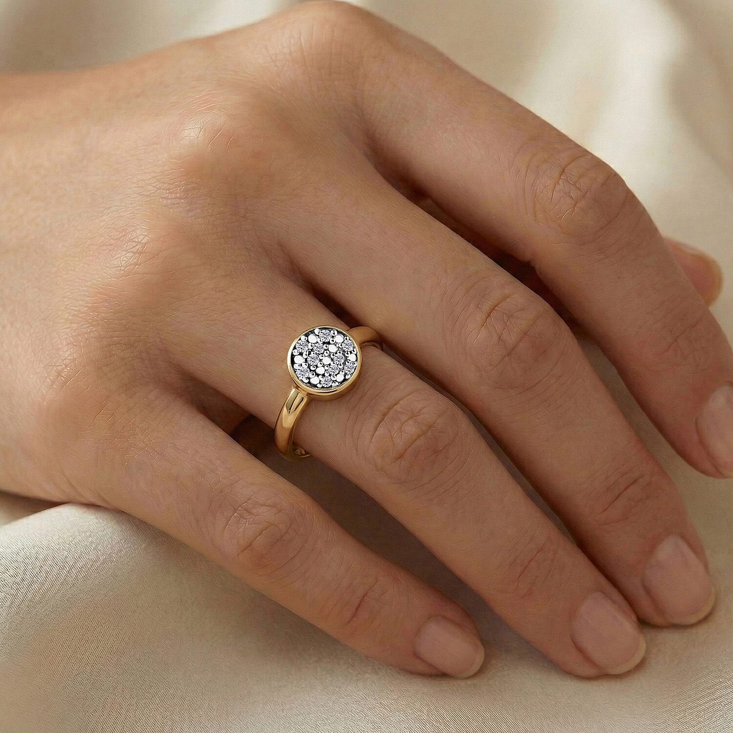 Diamond Cluster Ring in 18K Vermeil Yellow Gold Over Sterling Silver V32518519 5