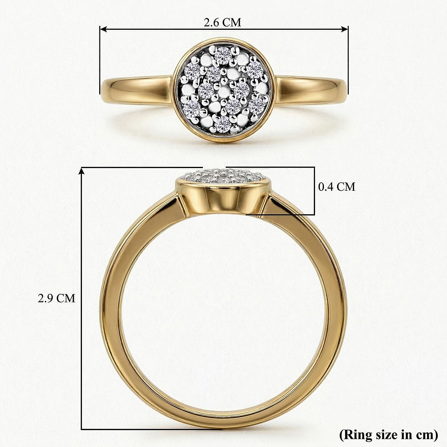 Diamond Cluster Ring in 18K Vermeil Yellow Gold Over Sterling Silver V32518519 8