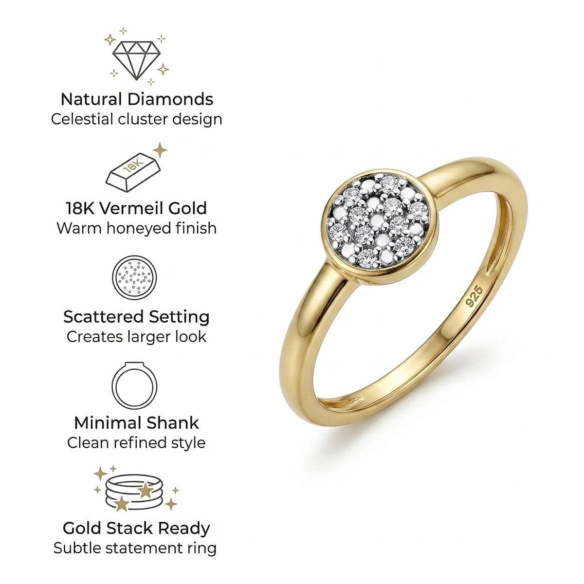 Diamond Cluster Ring in 18K Vermeil Yellow Gold Over Sterling Silver 3577017 6
