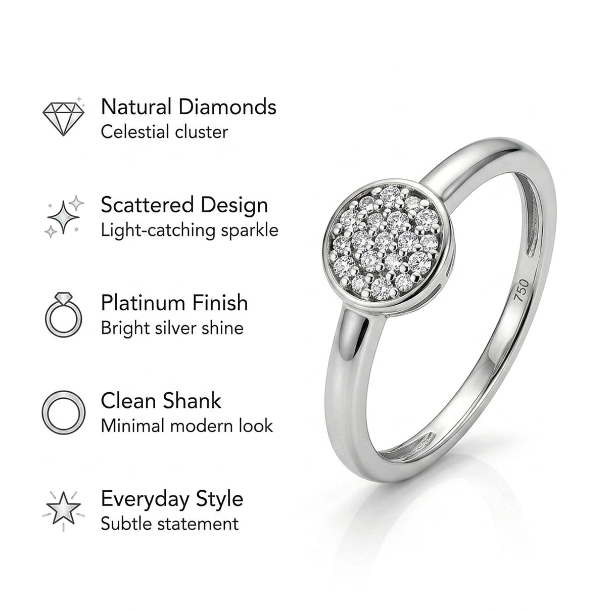 Diamond Ring in Platinum Overlay Sterling Silver V32489881 5