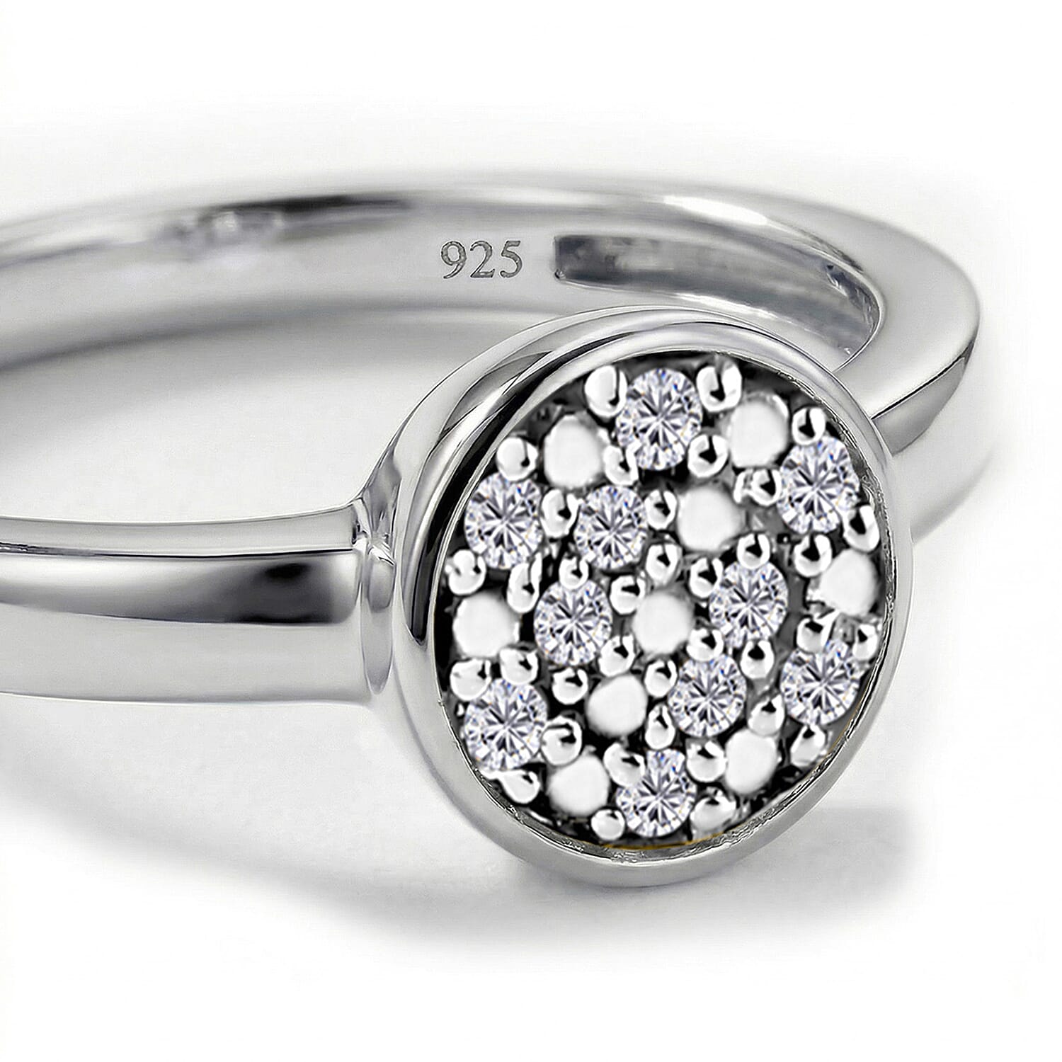 Diamond Ring in Platinum Overlay Sterling Silver V32489881 7