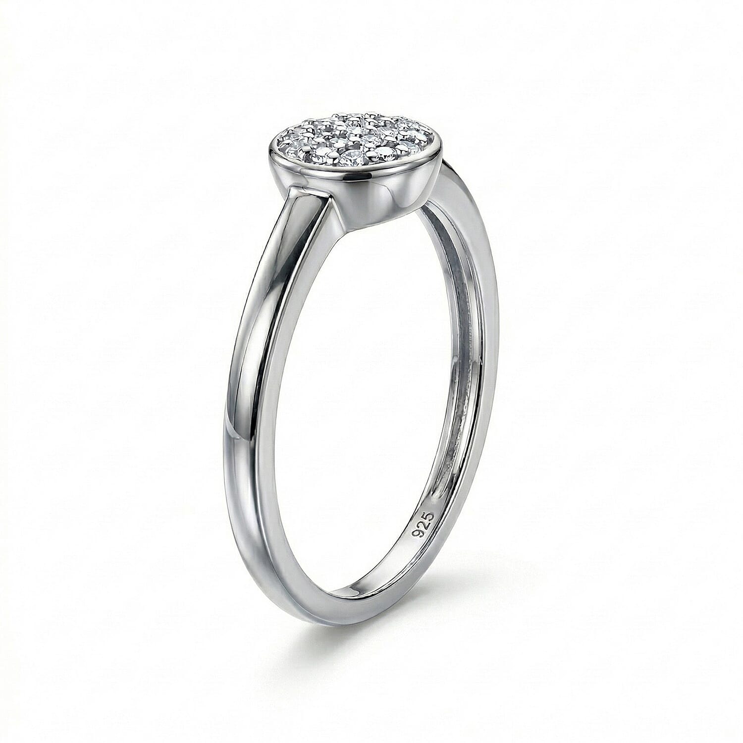 Diamond Ring in Platinum Overlay Sterling Silver V32489881 8