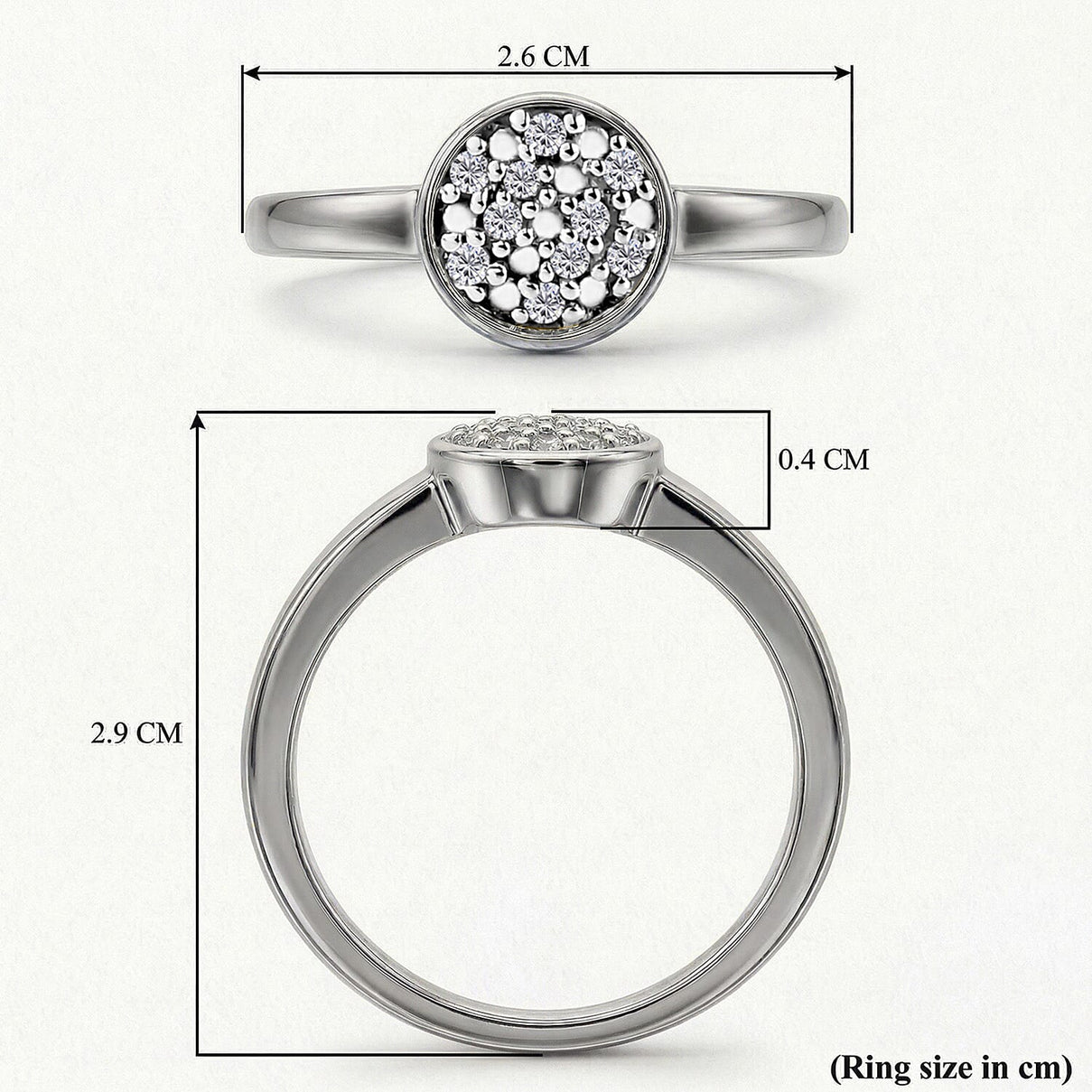 Diamond Ring in Platinum Overlay Sterling Silver V32489881 9