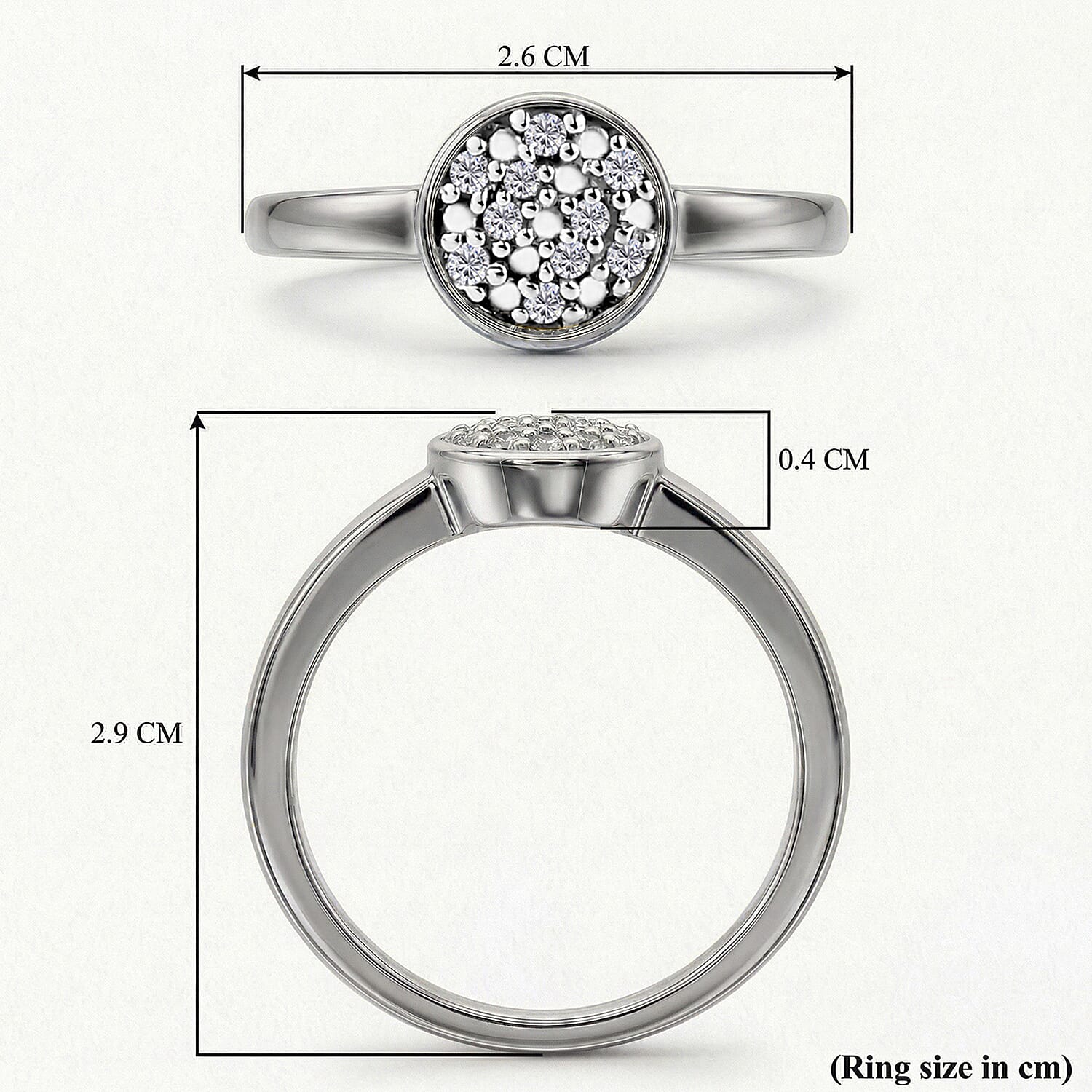 Diamond Ring in Platinum Overlay Sterling Silver V32489881 9