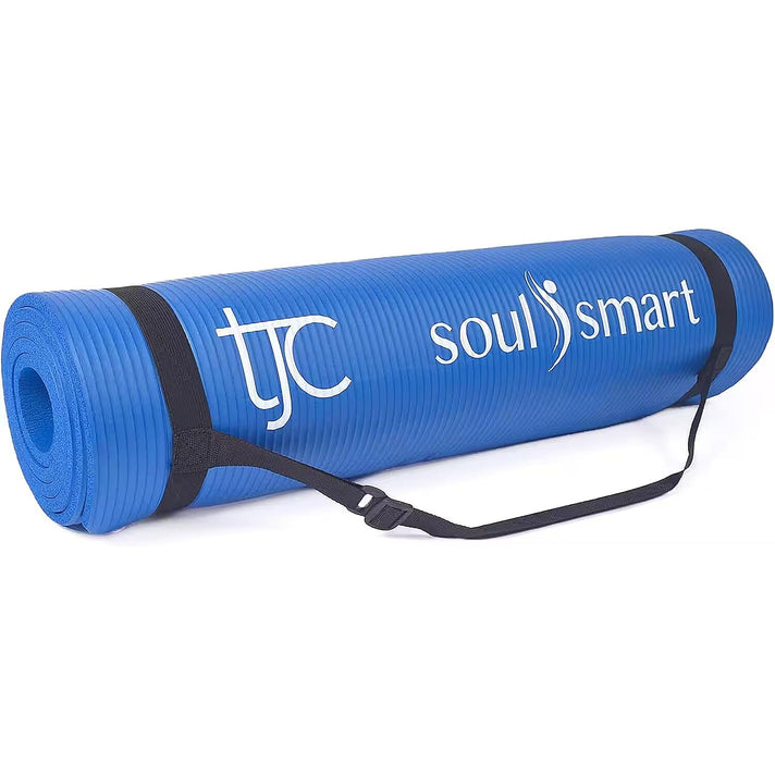 Soul Smart NBR Foam, Non-Slip High Density 10MM Travel Yoga Mat with Carrying Strap for both men and women to Exercise, Workout, Gym, Yoga, Pilates, Floor Exercises at Home or Camping 3604876 1