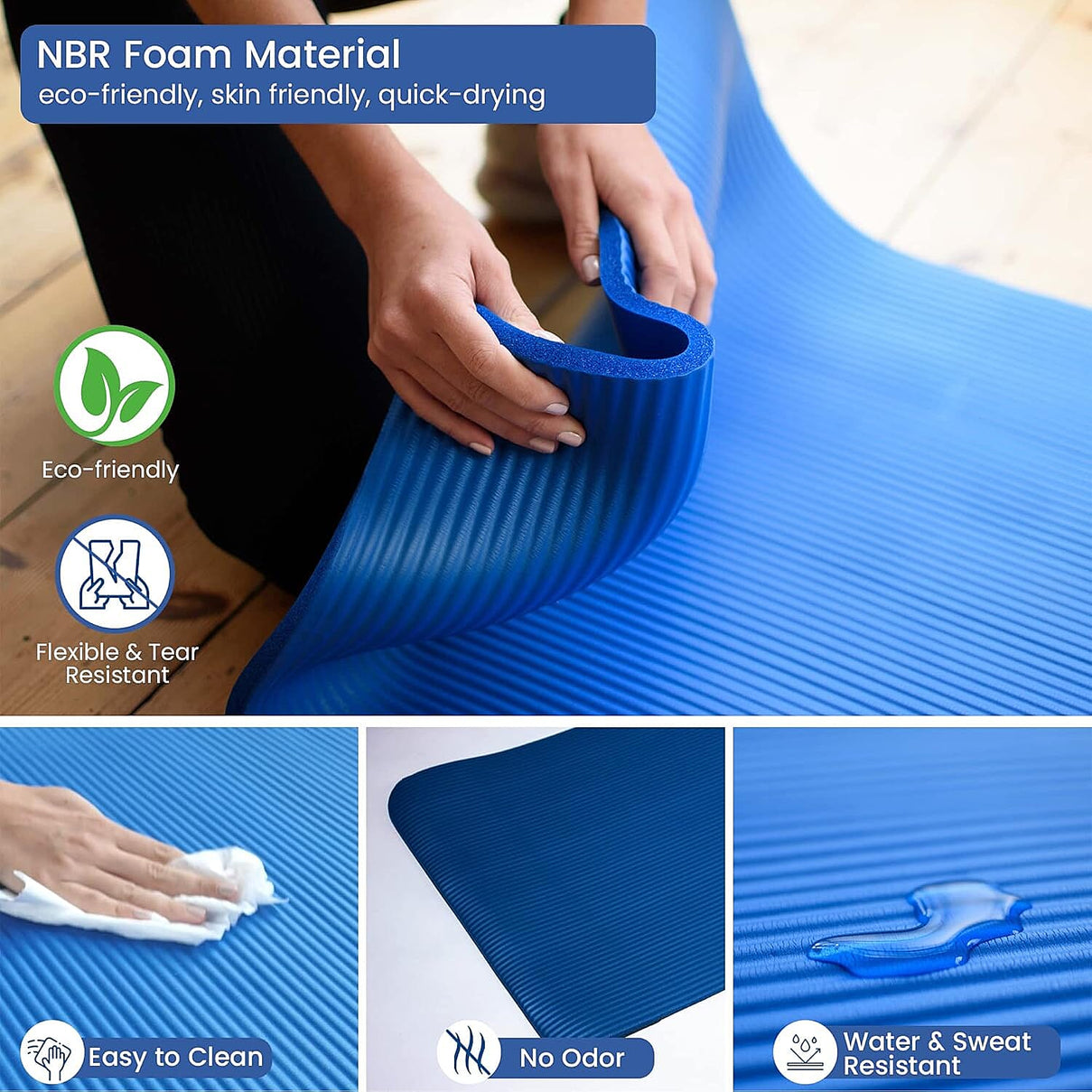 Soul Smart NBR Foam, Non-Slip High Density 10MM Travel Yoga Mat with Carrying Strap for both men and women to Exercise, Workout, Gym, Yoga, Pilates, Floor Exercises at Home or Camping 3604876 3