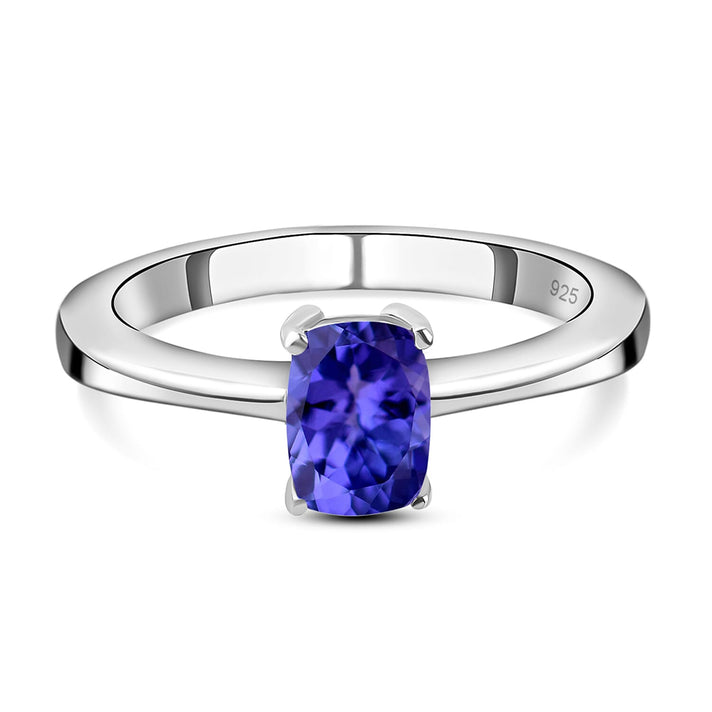 1 Carat Premium Tanzanite Solitaire Ring in Platinum Plated Sterling Silver 3629425 1