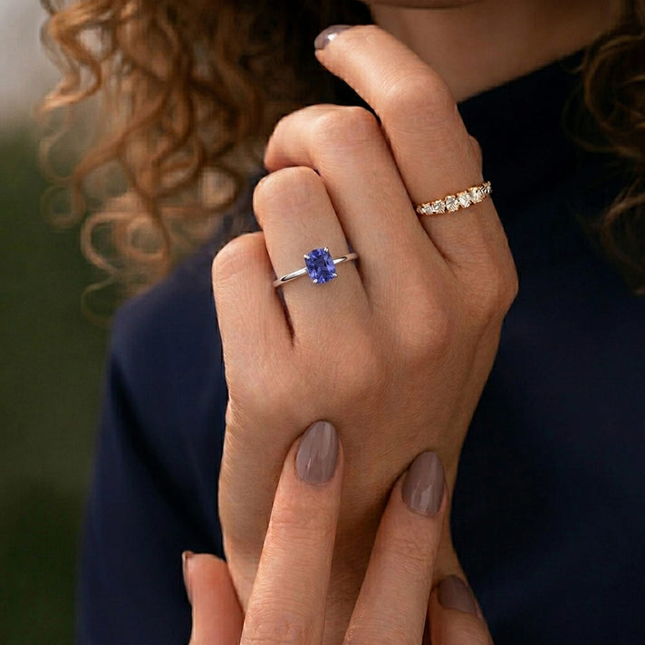 1 Carat Premium Tanzanite Solitaire Ring in Platinum Plated Sterling Silver 3629425 2