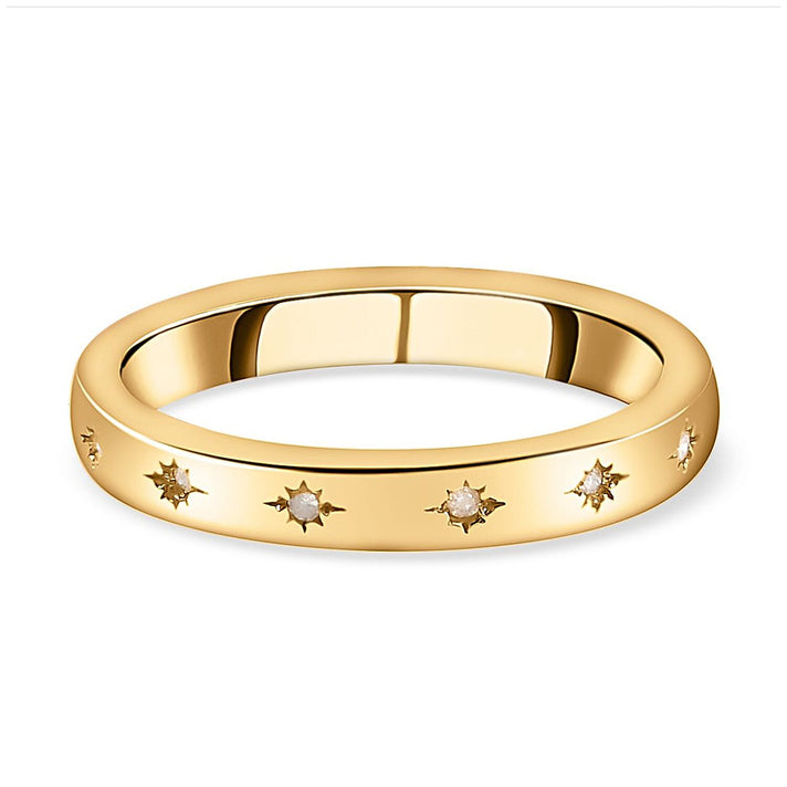 Diamond Flush Set Band Ring in Sterling Silver with 18K Vermeil Yellow Gold 3674100 1