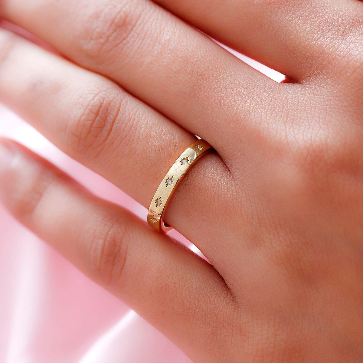 Diamond Flush Set Band Ring in Sterling Silver with 18K Vermeil Yellow Gold 3674100 4
