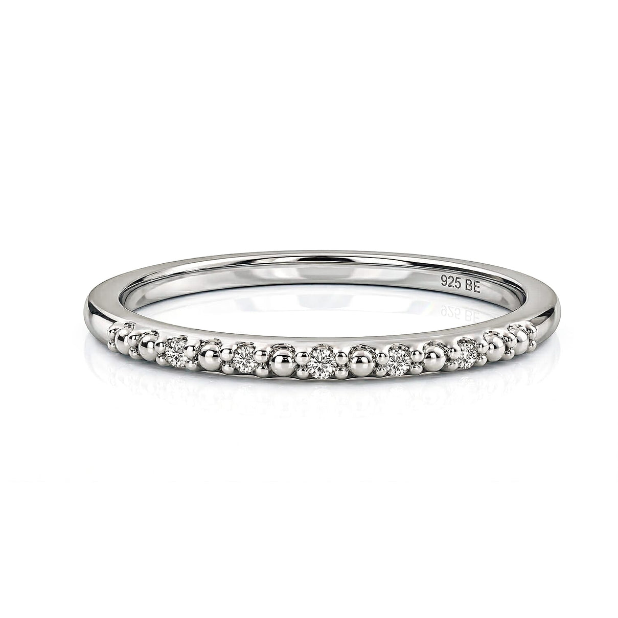 Diamond Half Eternity Ring in Platinum Overlay Sterling Silver 3674391 0