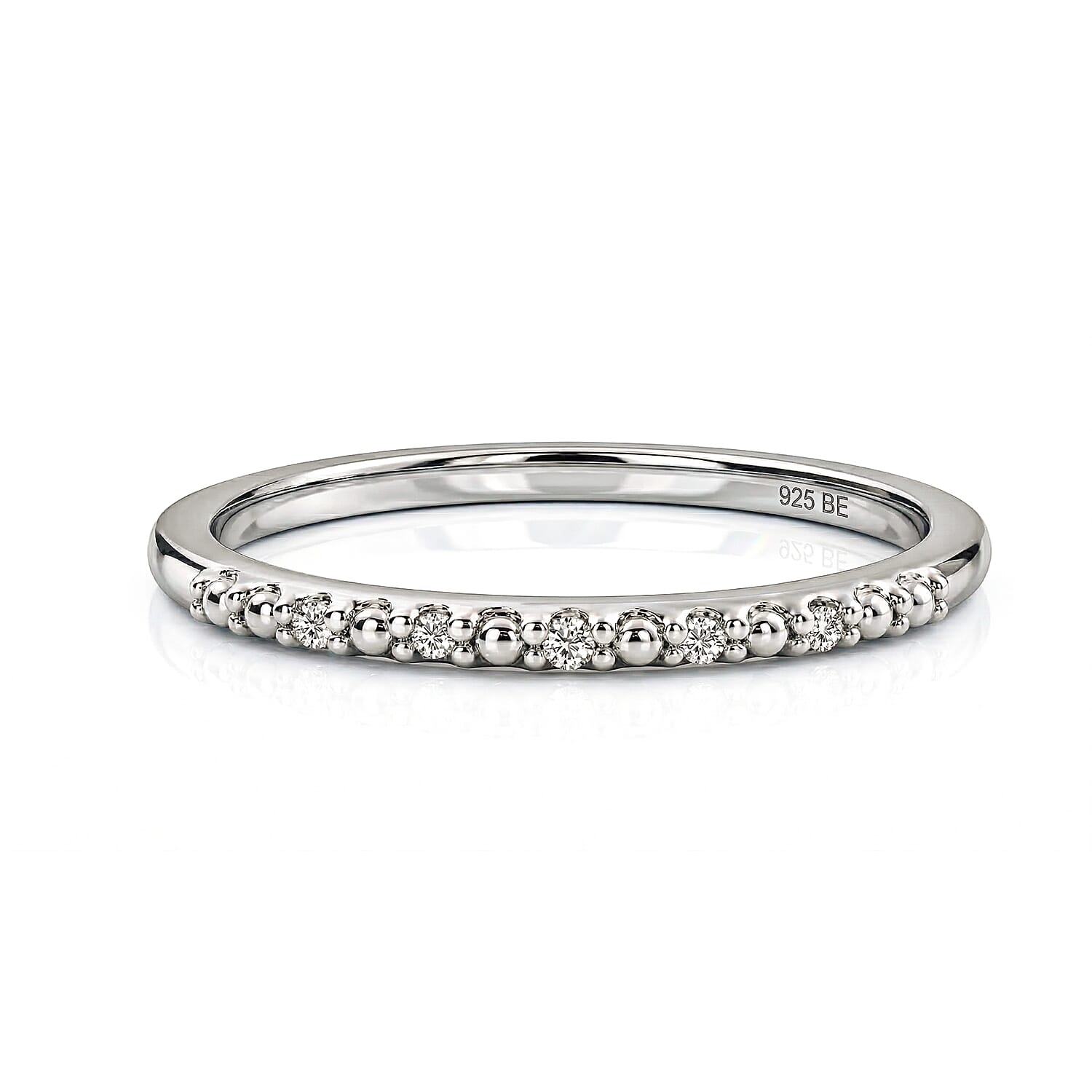 Diamond Half Eternity Ring in Platinum Overlay Sterling Silver 3674391 0